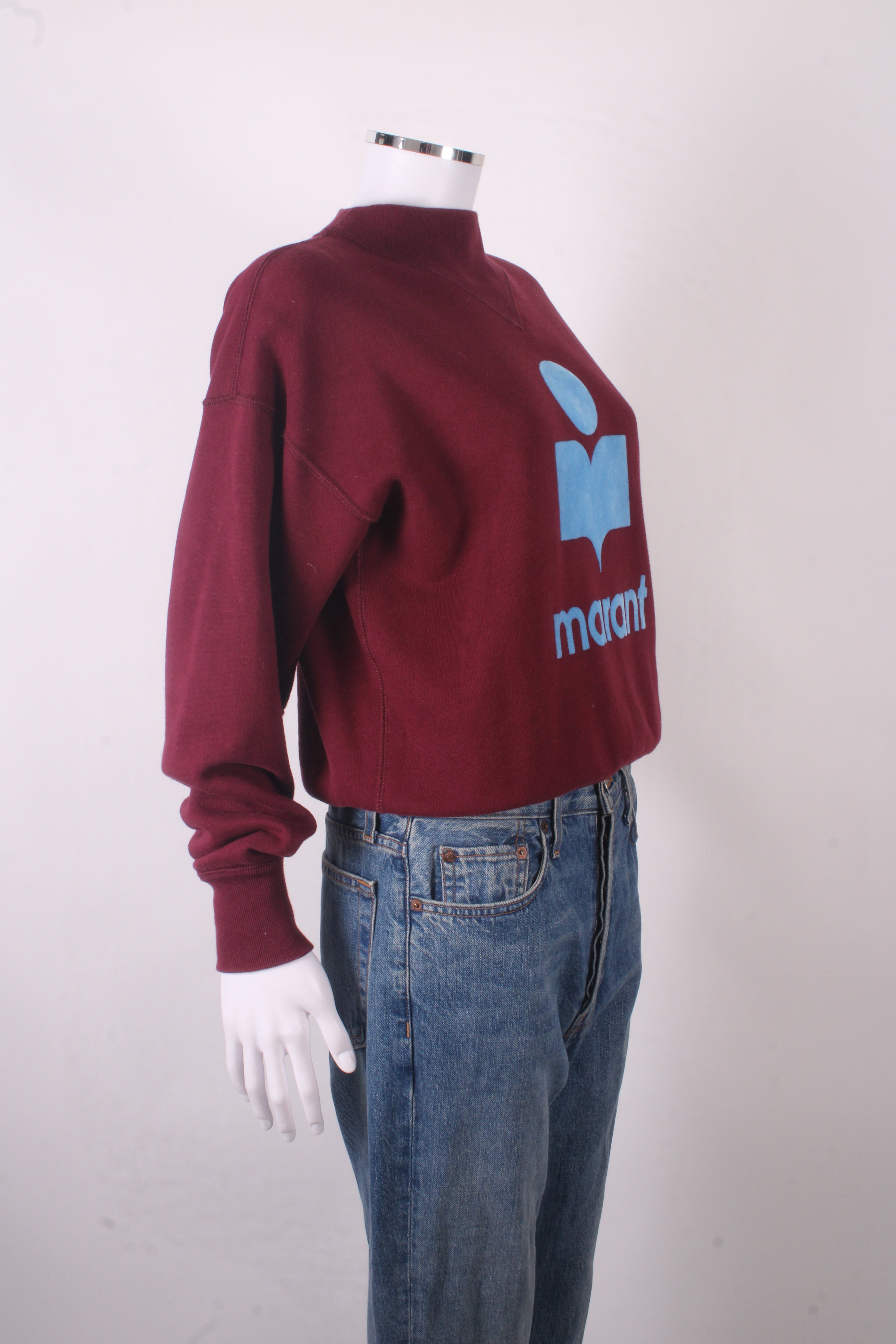 Isabel Marant Etoile Flocked Logo Sweatshirt Burgundy/ Blue 8