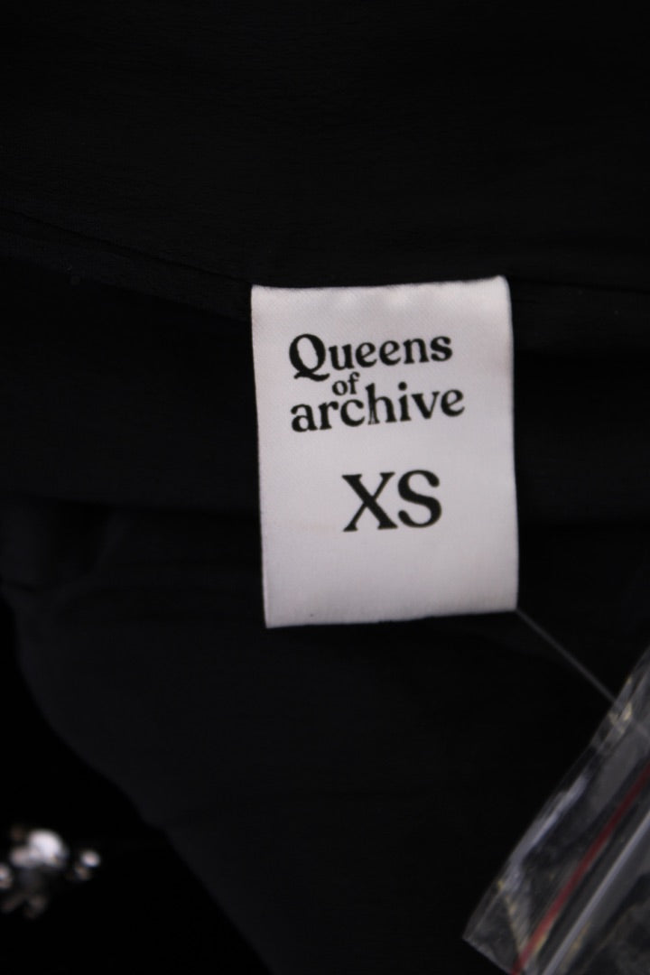 Queens of Archive L/S Sequin Velvet Mini Dress Black/ Silver XS