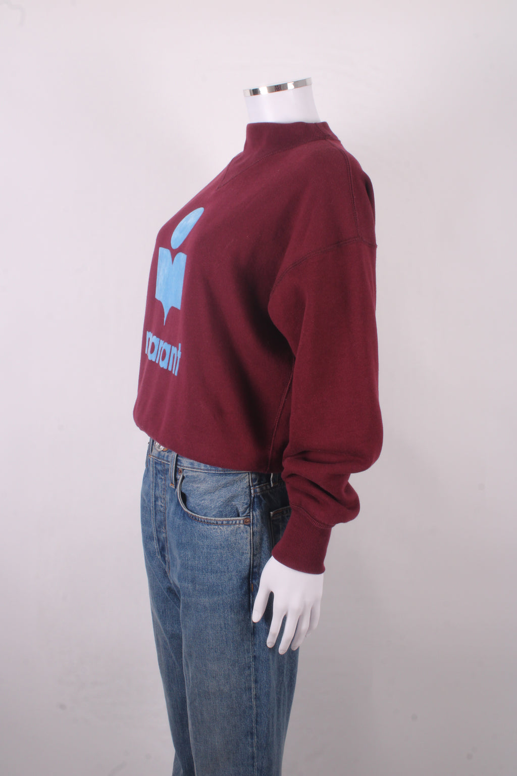Isabel Marant Etoile Flocked Logo Sweatshirt Burgundy/ Blue 8