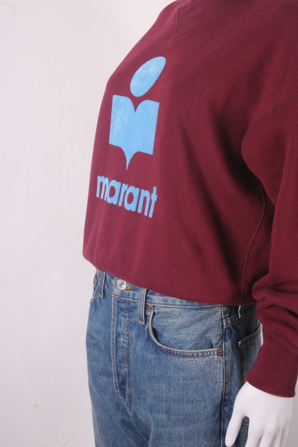 Isabel Marant Etoile Flocked Logo Sweatshirt Burgundy/ Blue 8