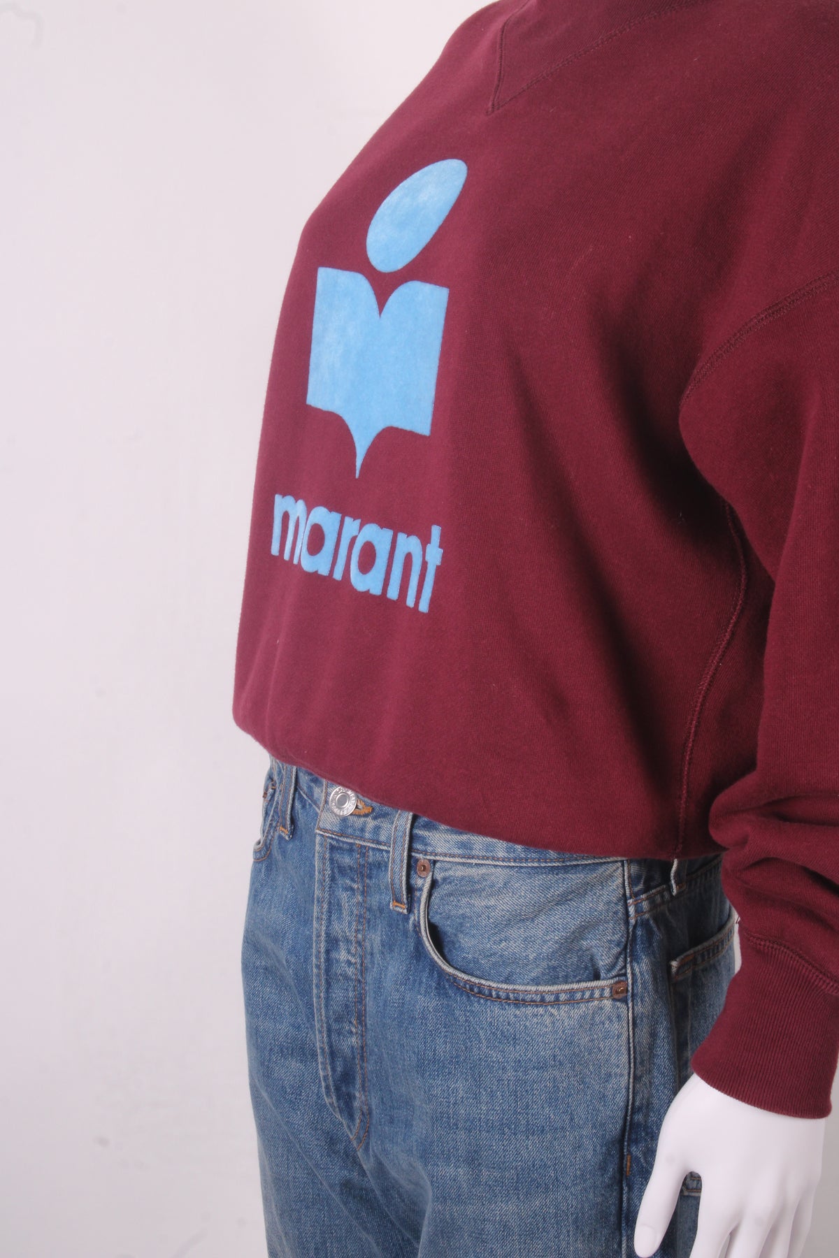 Isabel Marant Etoile Flocked Logo Sweatshirt Burgundy/ Blue 8