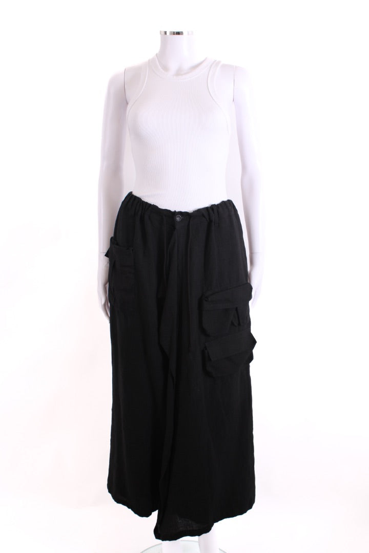 B Yohji Yamamoto Cargo Pocket Layered Skirt Trouser Black S