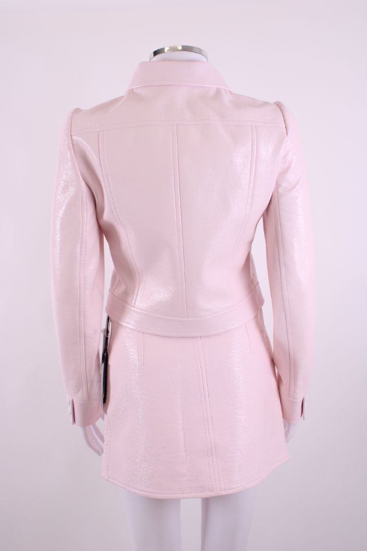 Couregges Vinyl Jacket/ Skirt Co-ord Pink/ White 8