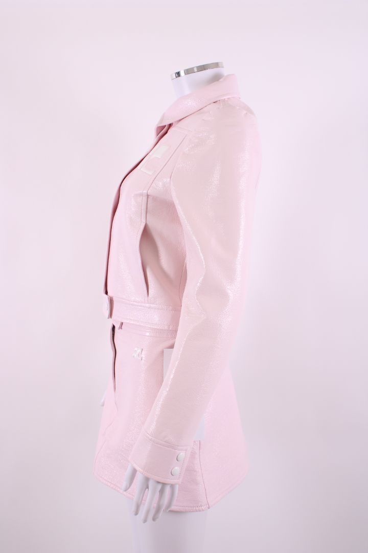 Couregges Vinyl Jacket/ Skirt Co-ord Pink/ White 8