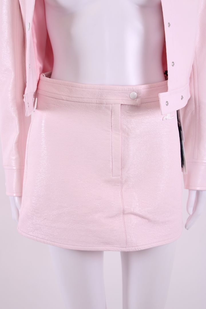 Couregges Vinyl Jacket/ Skirt Co-ord Pink/ White 8