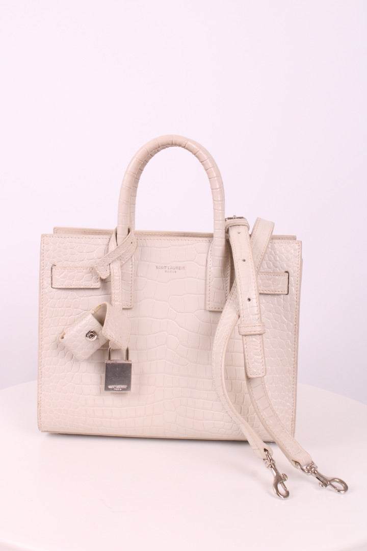 White Saint Laurent Nano Sac de Jour
