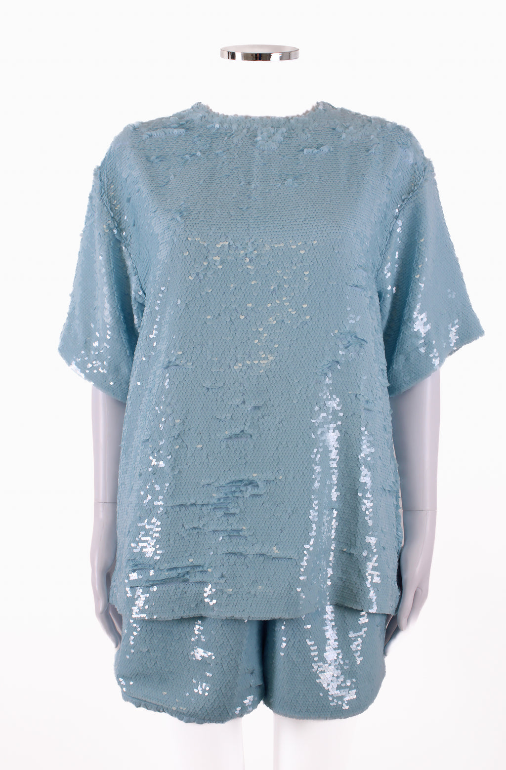The Frankie Shop S/S Sequin Top/ Shorts Co-ord Blue XS