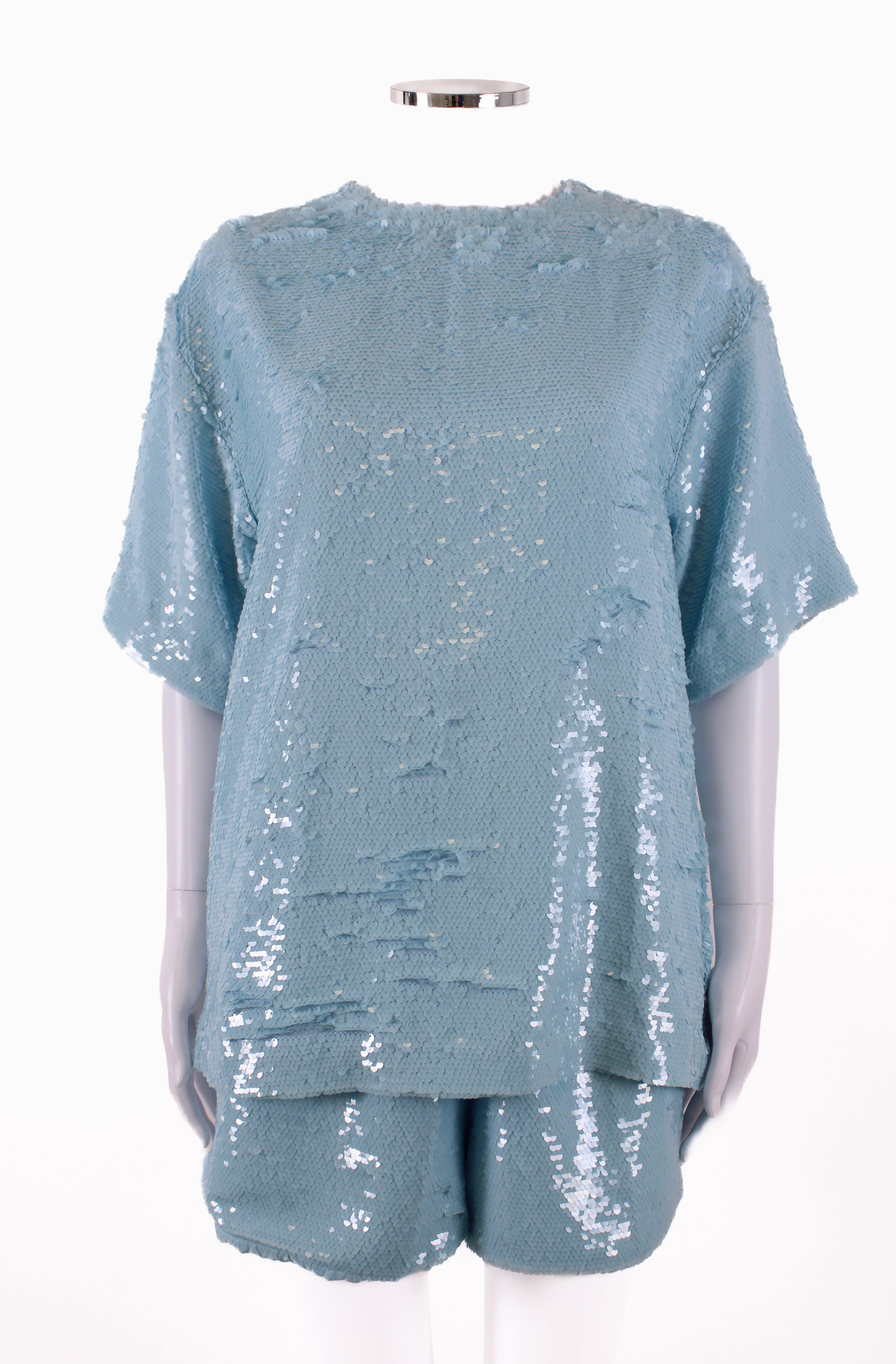 The Frankie Shop S/S Sequin Top/ Shorts Co-ord Blue XS