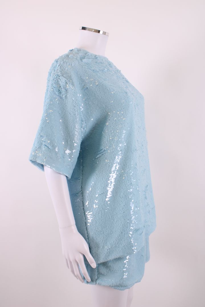 The Frankie Shop S/S Sequin Top/ Shorts Co-ord Blue XS