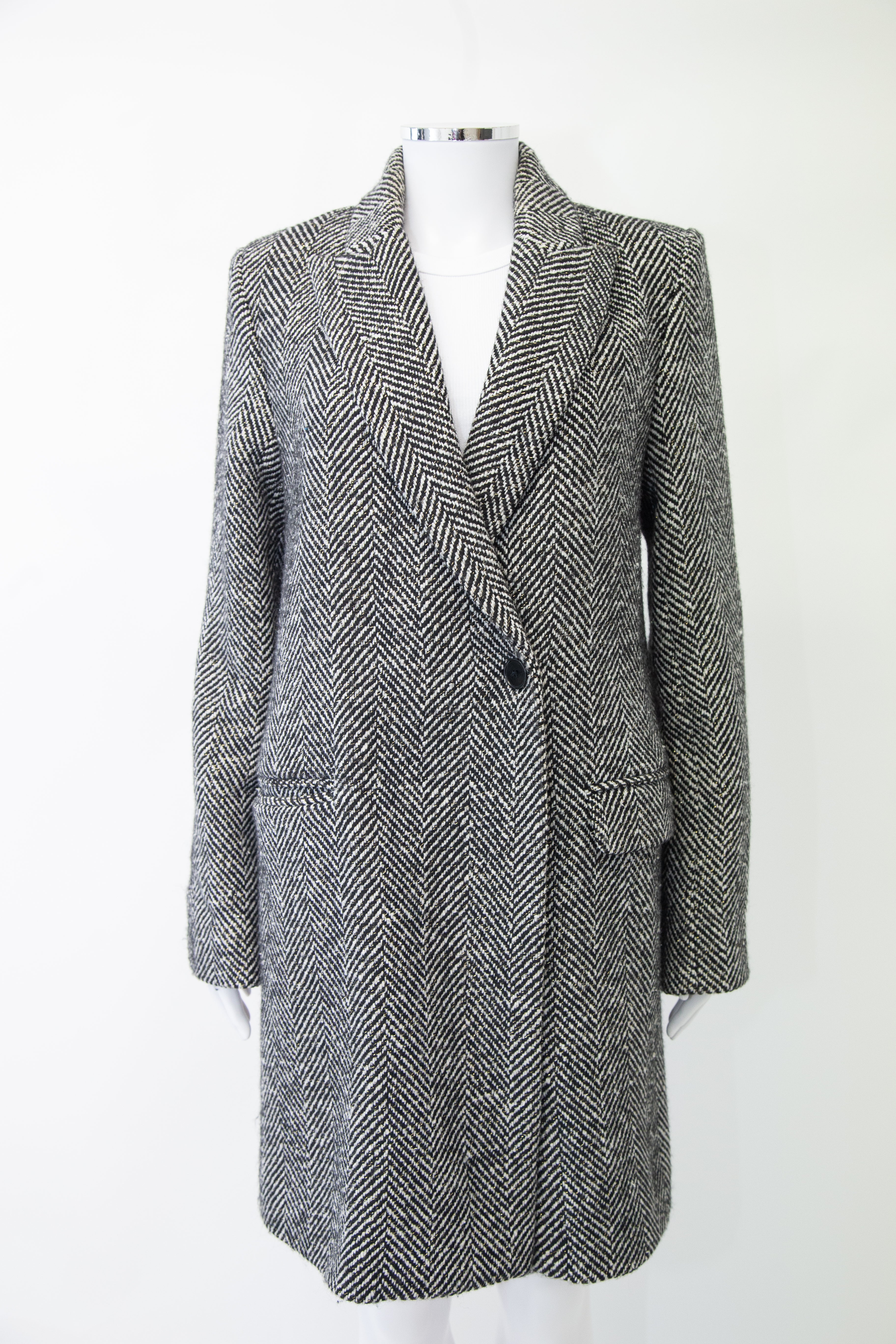 Zadig & Voltaire Coat Grey Herringbone 12