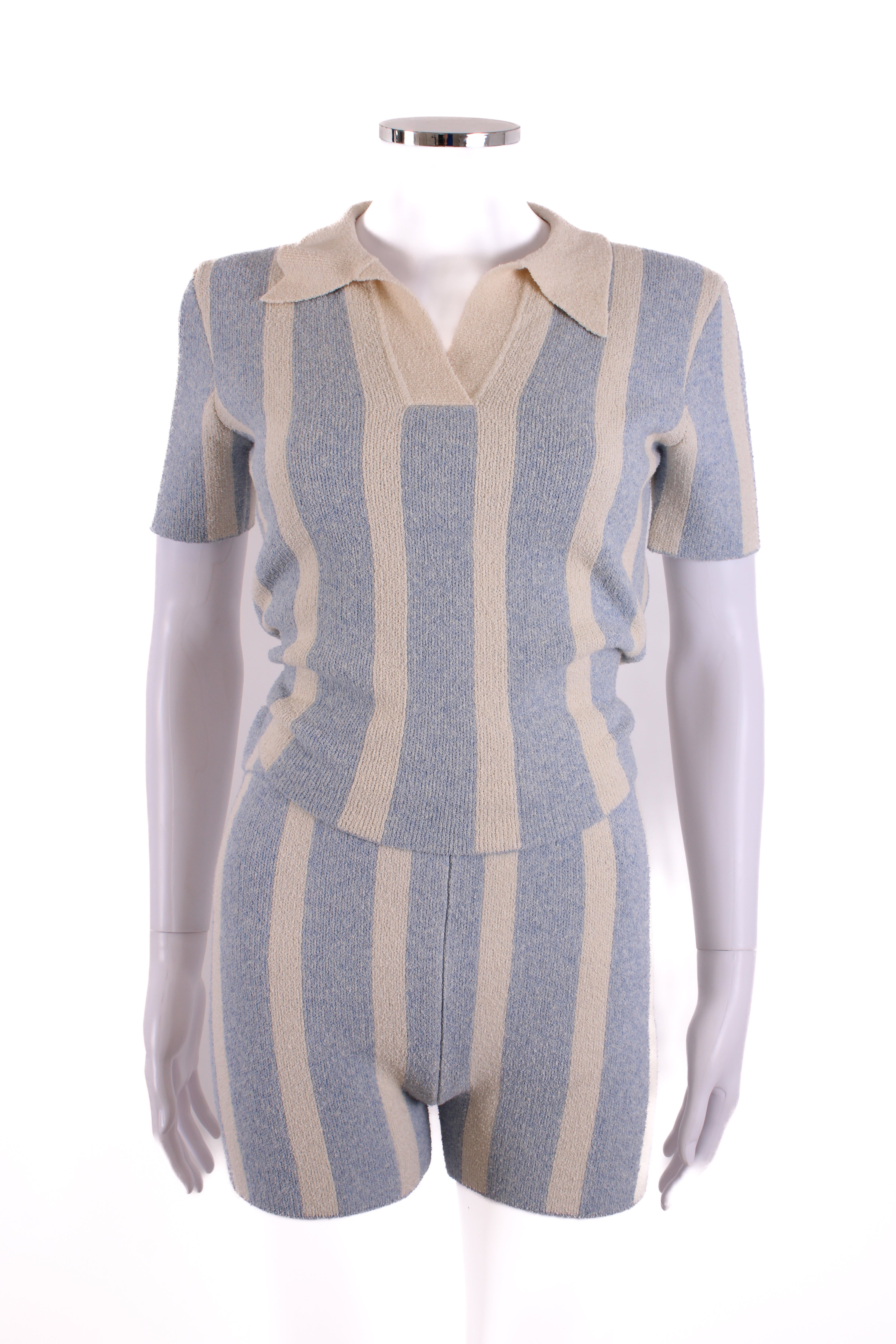 Jacquemus Stripe Towel Shorts Co-ord Blue/ Cream 8