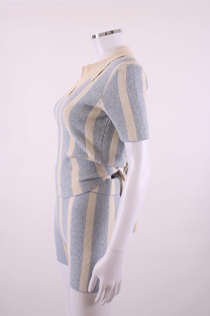 Jacquemus Stripe Towel Shorts Co-ord Blue/ Cream 8