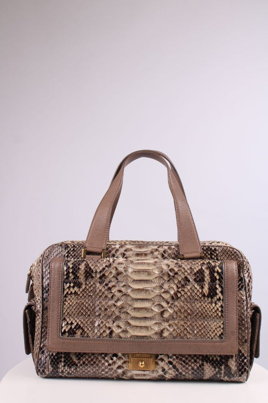 Jimmy choo Python Casidy top handle bag beige