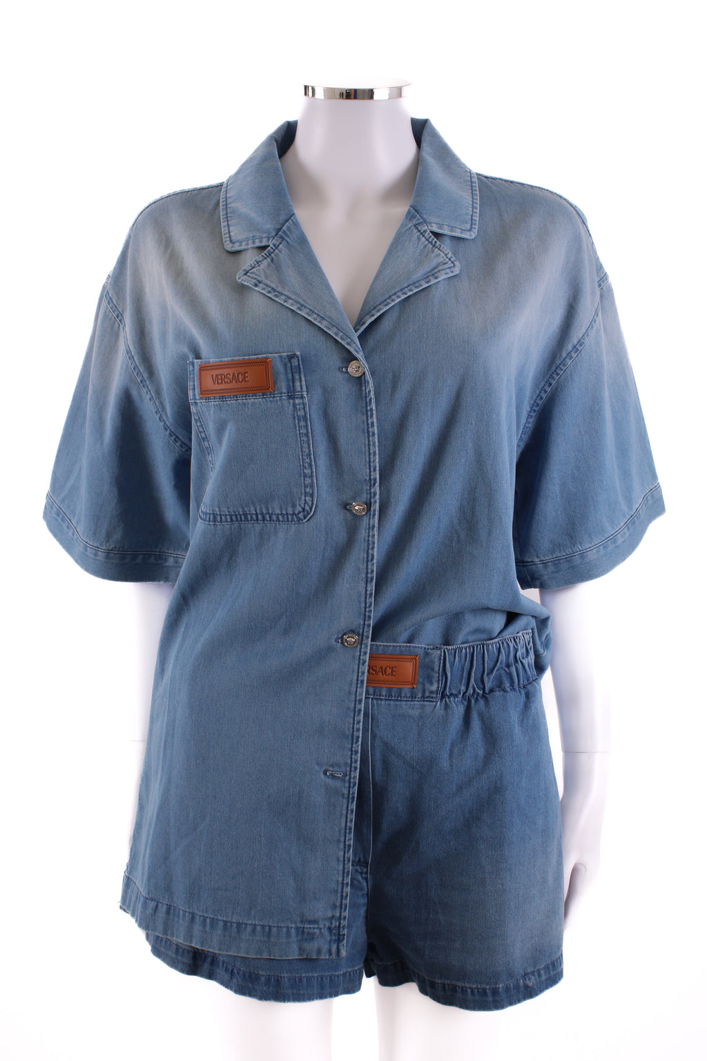 Versace S/S Logo Shirt/ Shorts Co-ord Denim 8/10