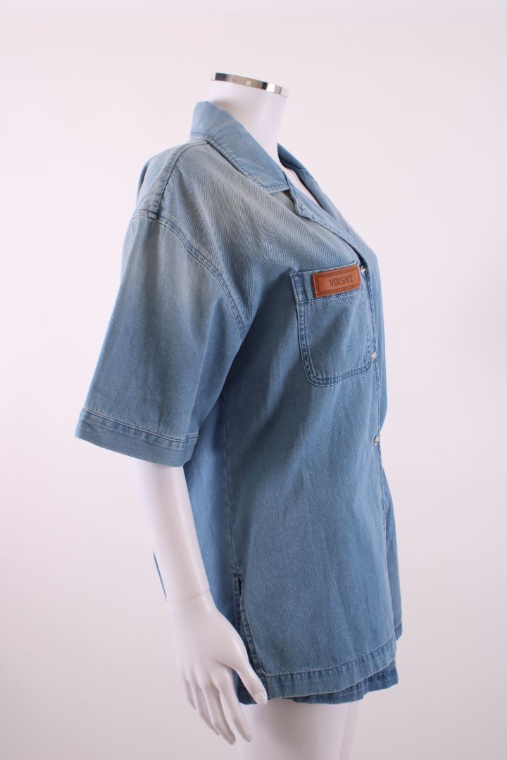 Versace S/S Logo Shirt/ Shorts Co-ord Denim 8/10