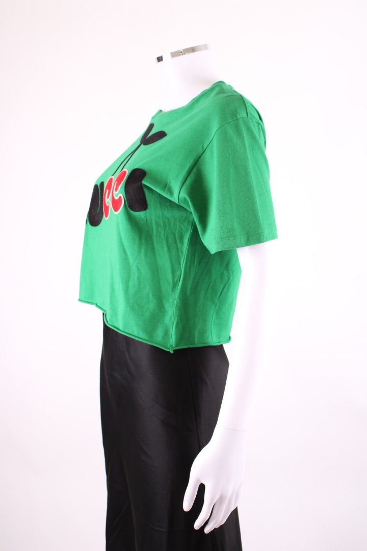 Gucci Cropped Cherry Logo T-Shirt Green S