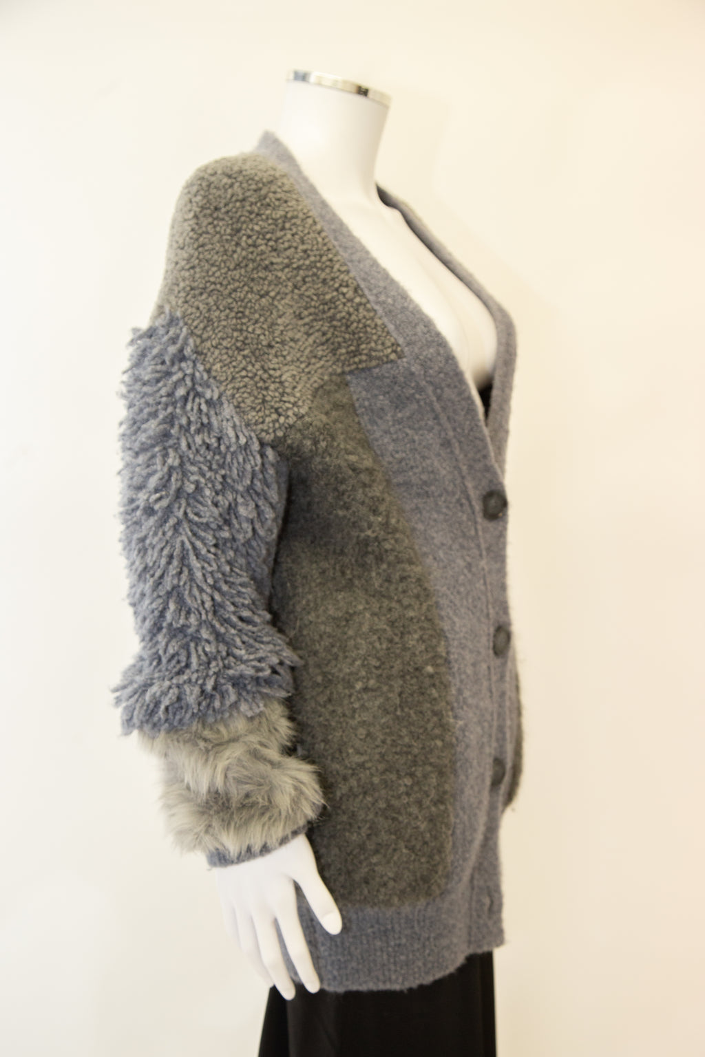 Stella McCartney Oversized Mixed Knit Cardigan Grey 8