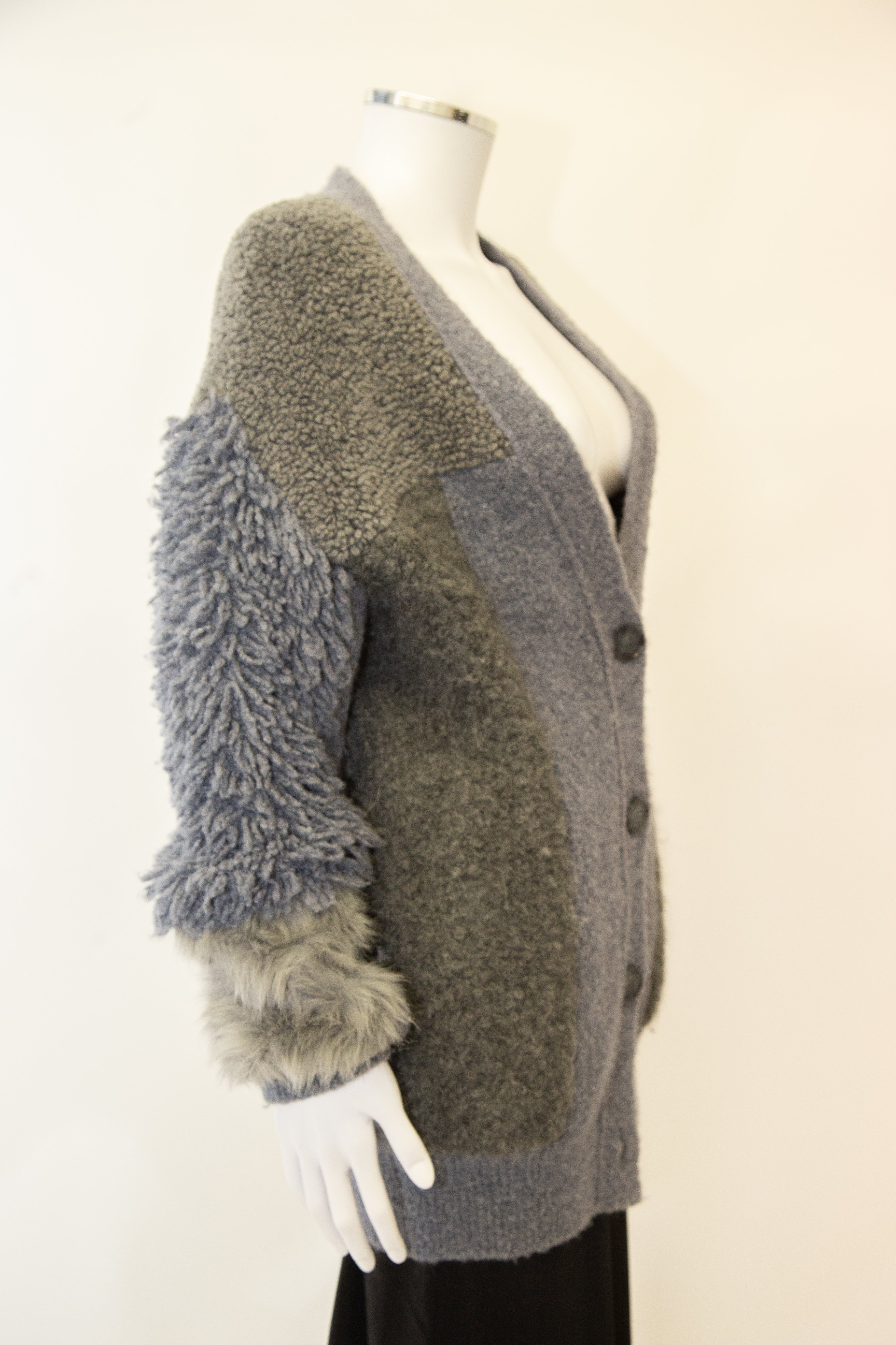 Stella McCartney Oversized Mixed Knit Cardigan Grey 8
