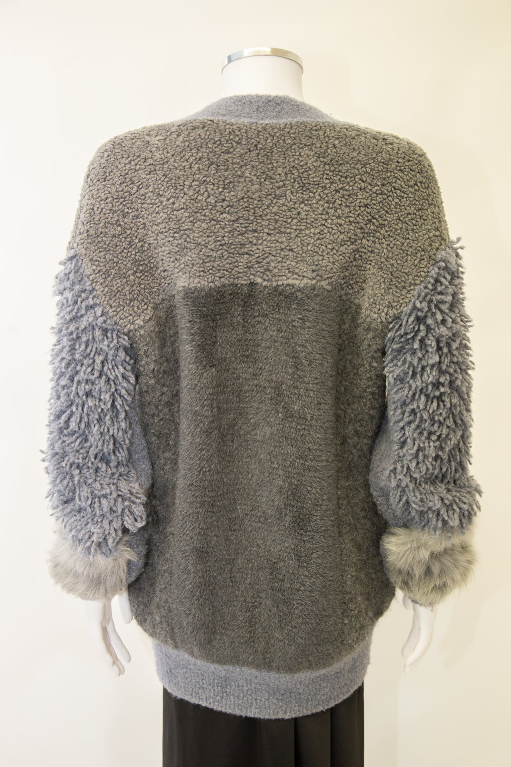 Stella McCartney Oversized Mixed Knit Cardigan Grey 8