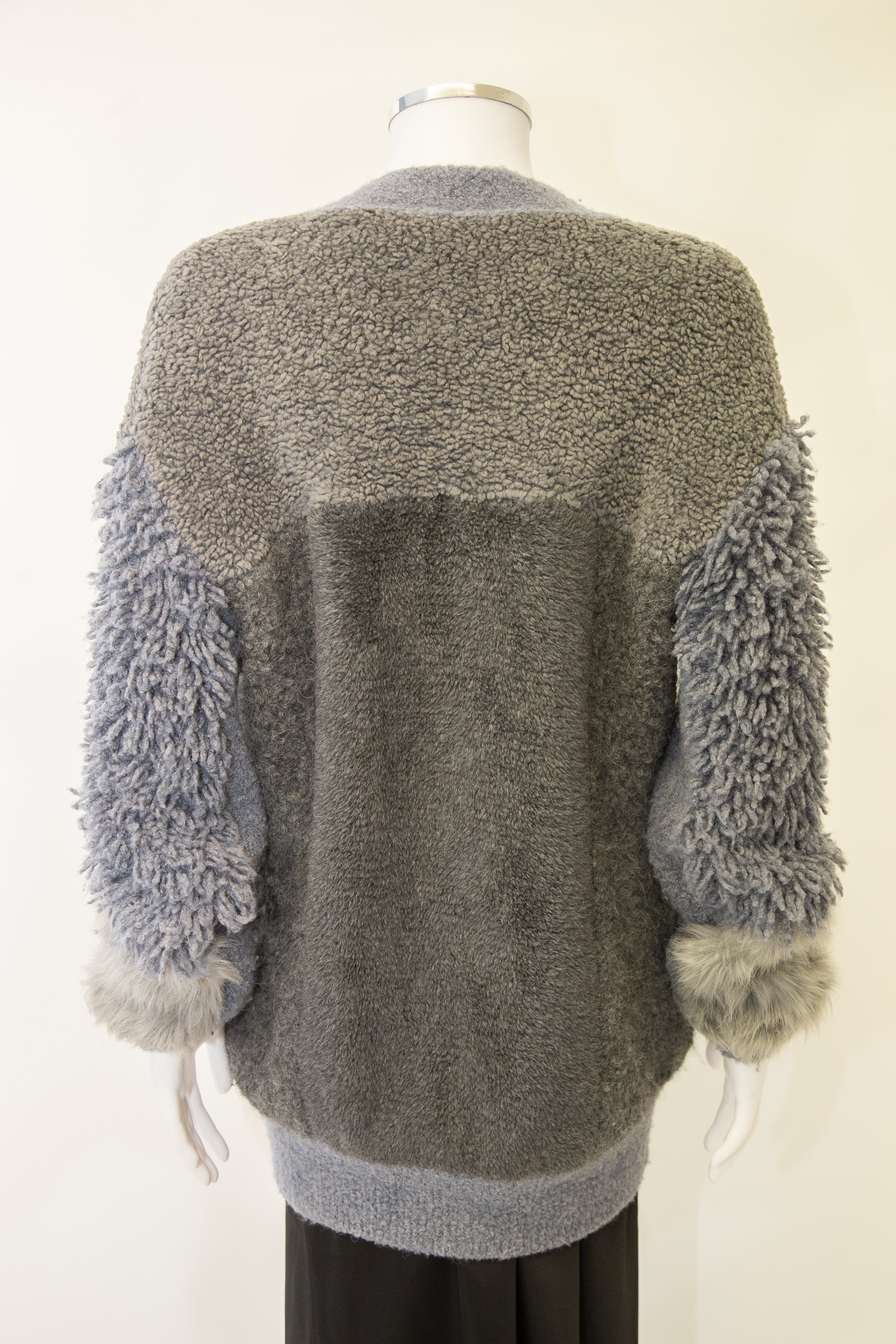 Stella McCartney Oversized Mixed Knit Cardigan Grey 8