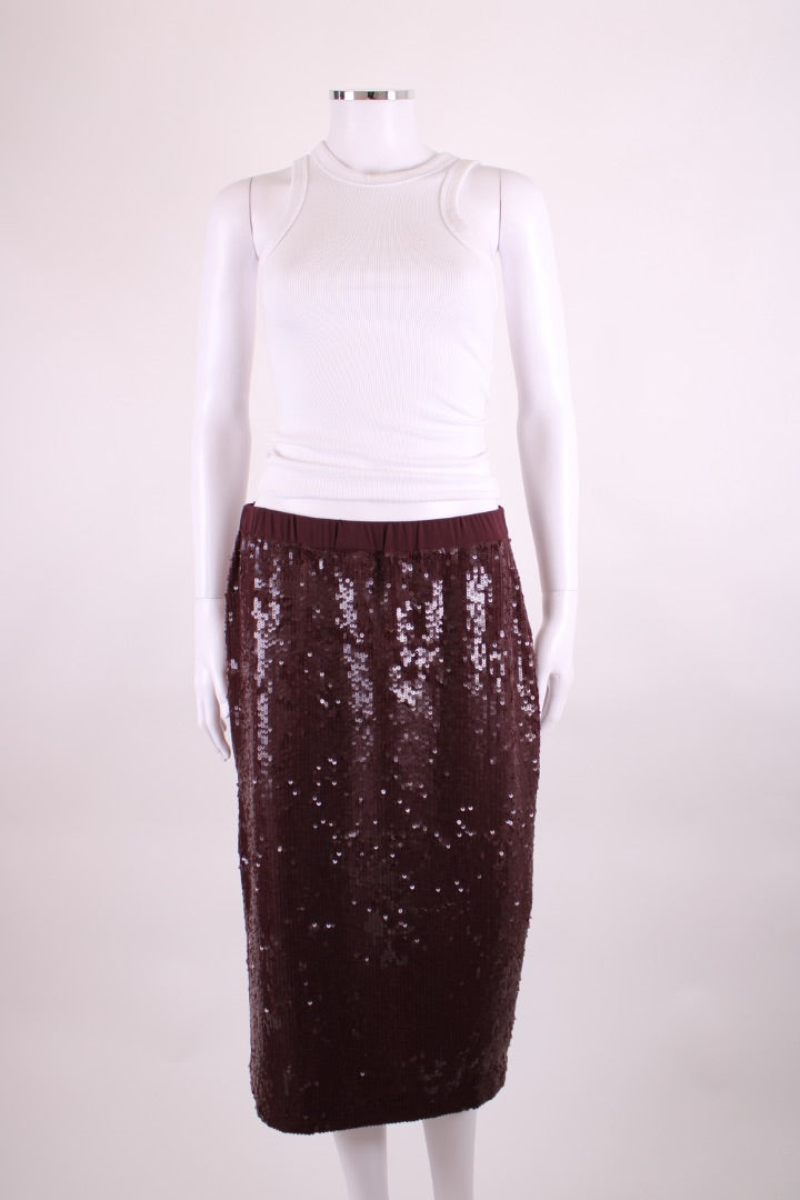Pinko Sequin Skirt Burgundy 10