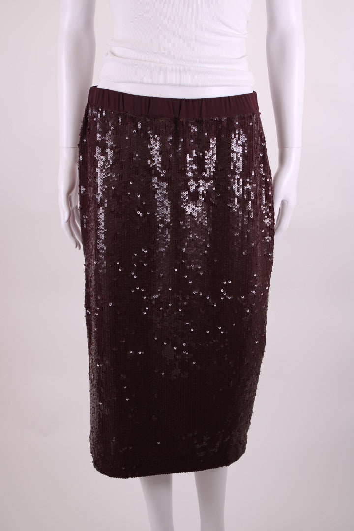 Pinko Sequin Skirt Burgundy 10