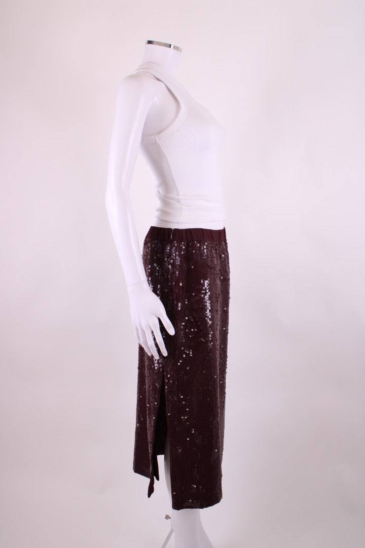 Pinko Sequin Skirt Burgundy 10