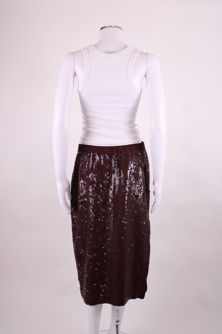Pinko Sequin Skirt Burgundy 10