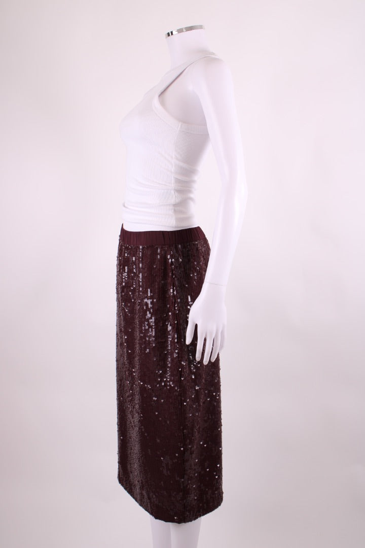 Pinko Sequin Skirt Burgundy 10