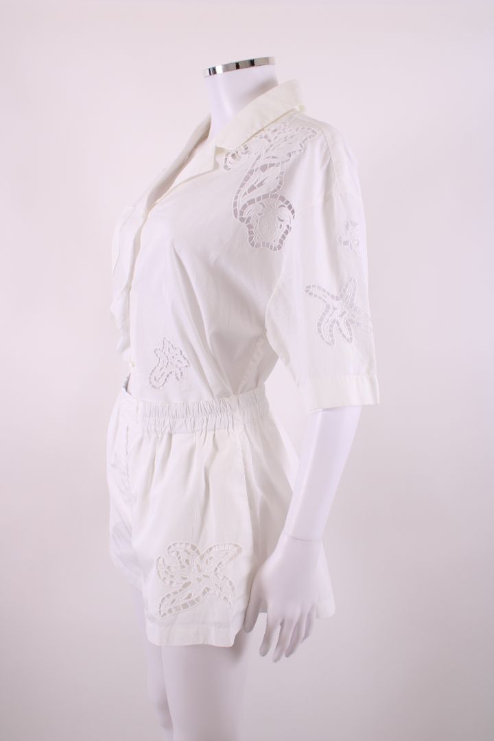 Versace Logo Cut out Bowling Shirt Co-ord White 8/10