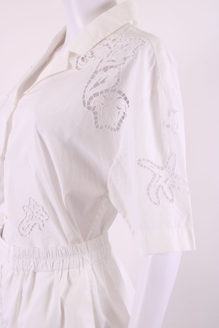 Versace Logo Cut out Bowling Shirt Co-ord White 8/10
