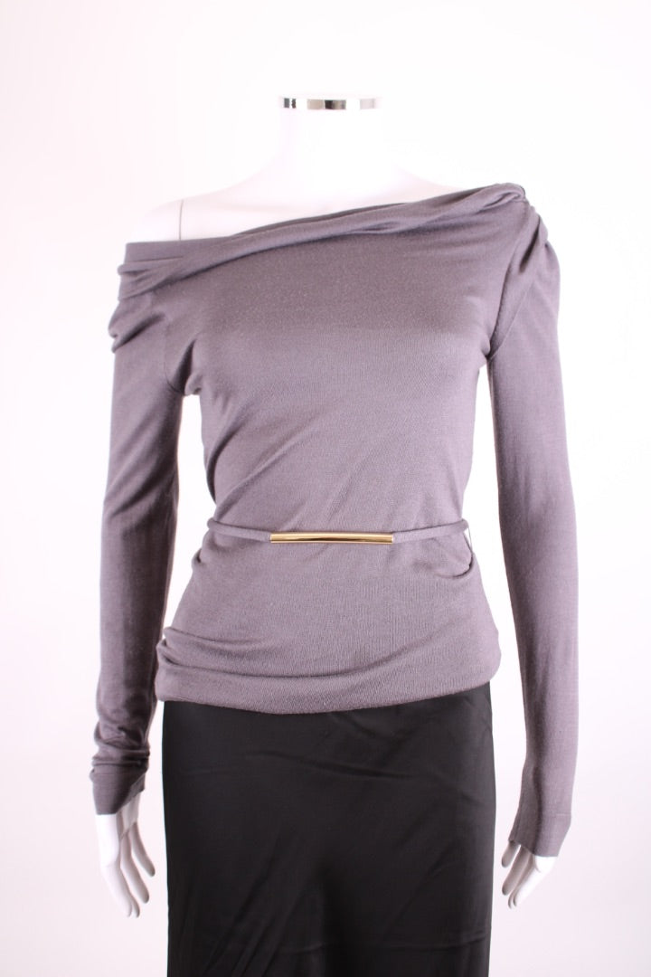 Gucci L/S Fine Knit Belted Jumper Grey S