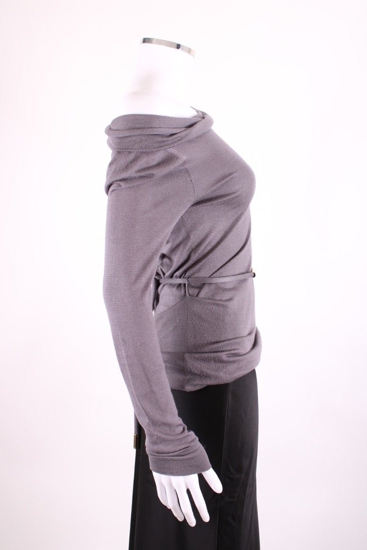 Gucci L/S Fine Knit Belted Jumper Grey S