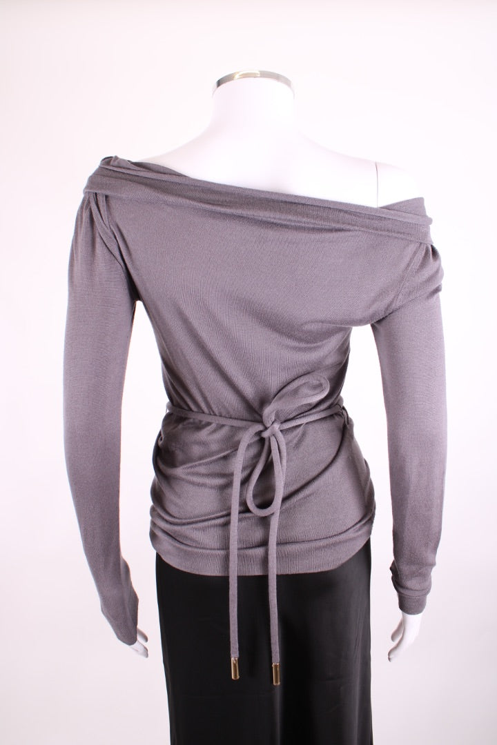 Gucci L/S Fine Knit Belted Jumper Grey S