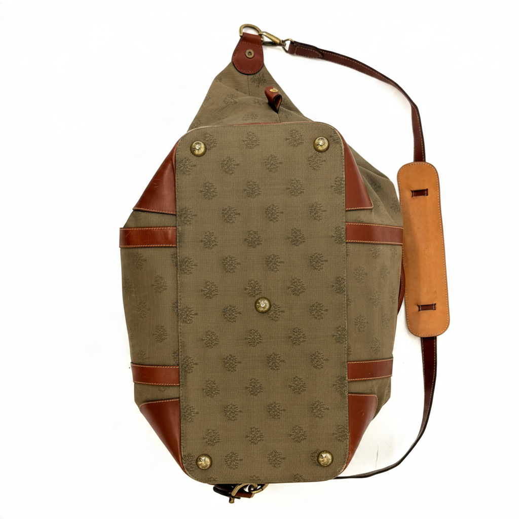 Mulberry Tree Travel Bag in khaki and tan — Base view