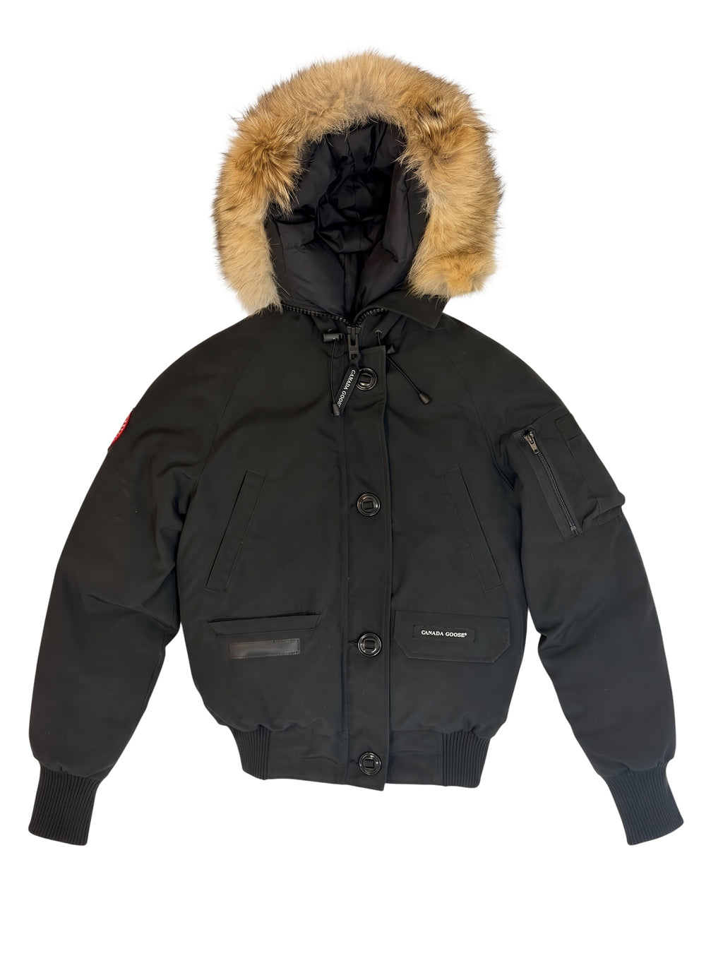 Canada Goose Fur Trim Chilliwack Bomber Jacket Black XS