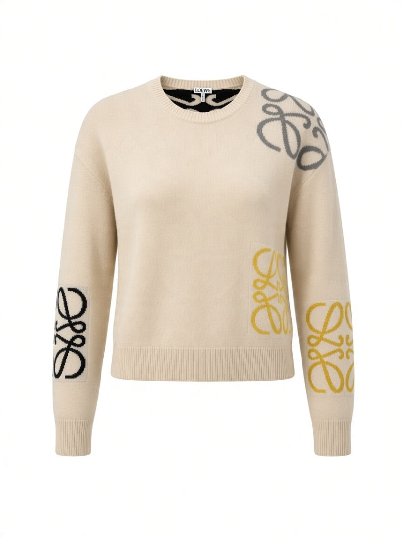 Loewe Jumper Cream/black pattern M
