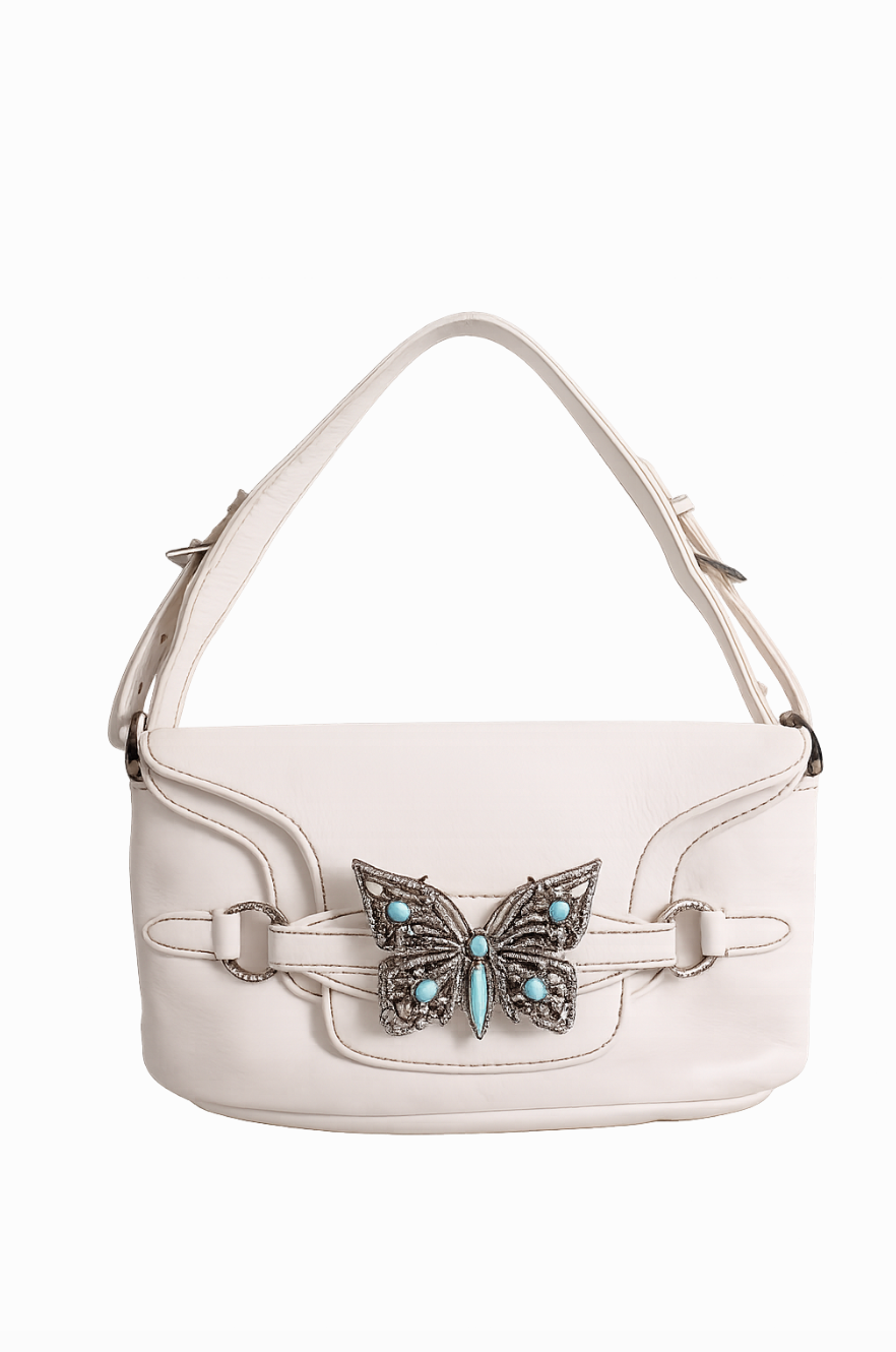 Valentino Butterfly Embellished Leather small bag Cream