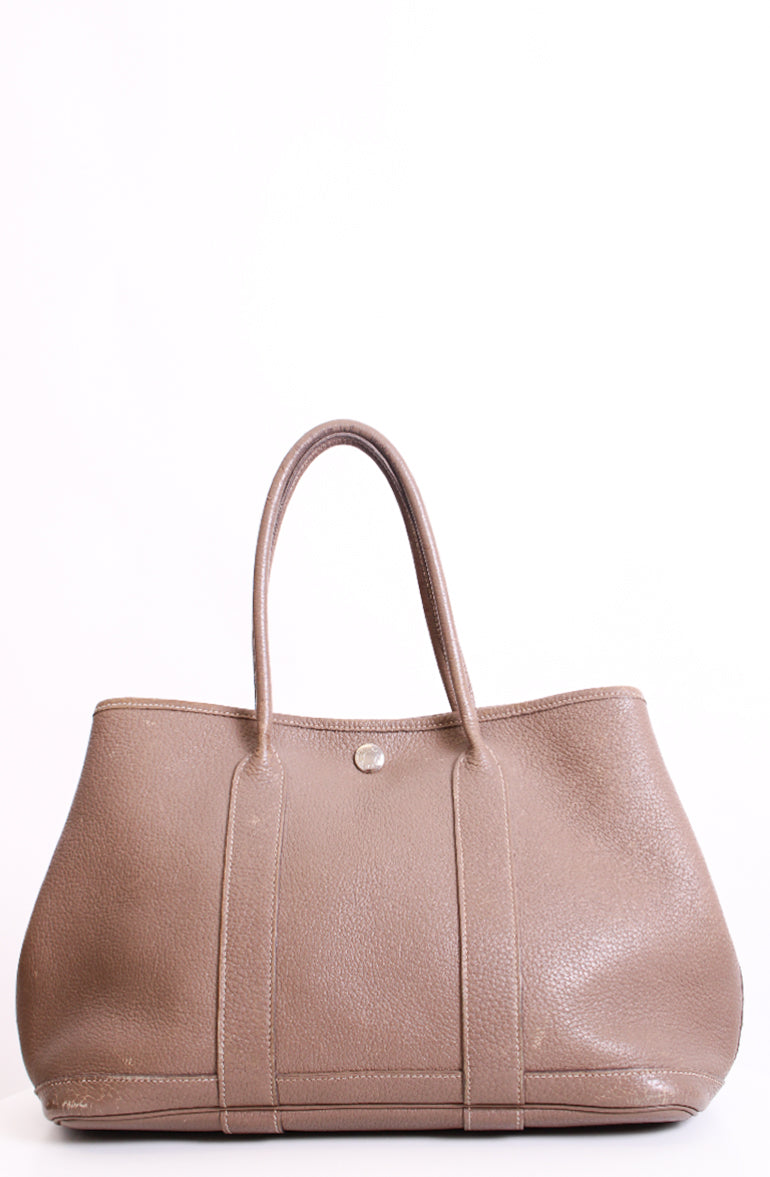 Taupe Hermes Garden Party 30 Etoupe Clemence Leather, 30
