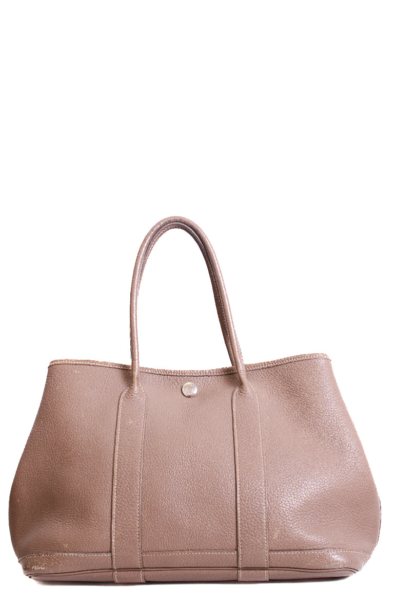 Taupe Hermes Garden Party 30 Etoupe Clemence Leather, 30