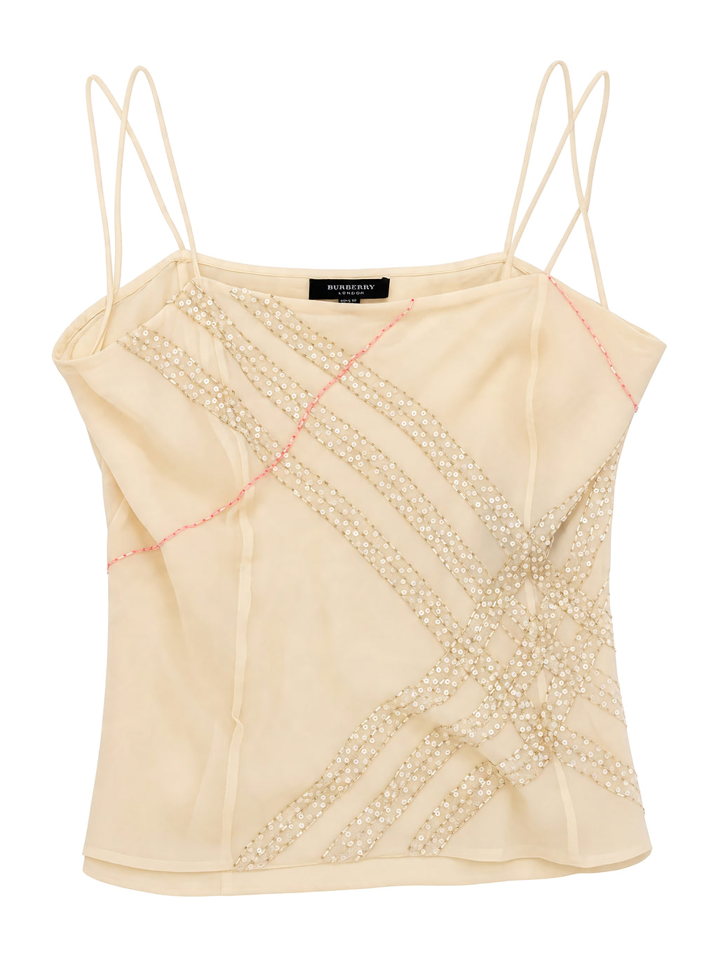 Burberry cream silk beaded cami
