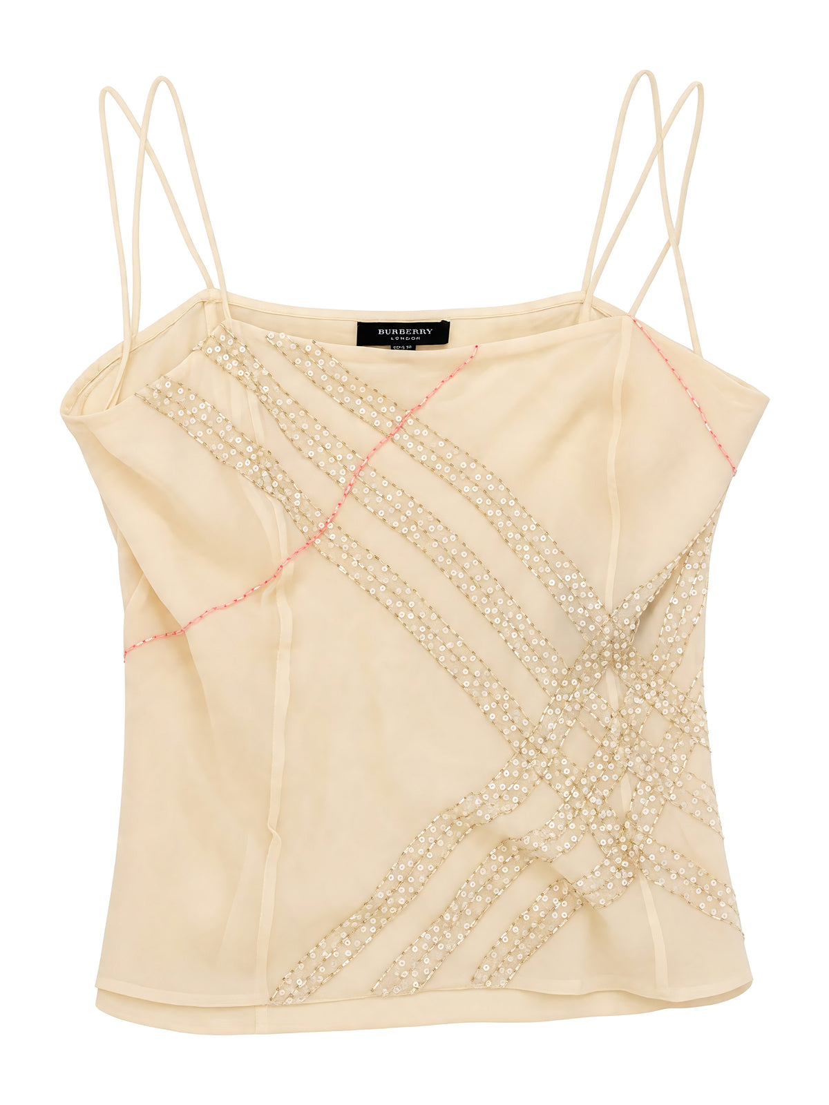Burberry cream silk beaded cami