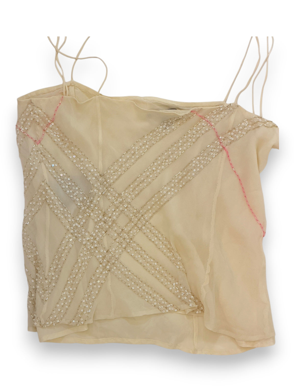 Burberry cream silk beaded cami