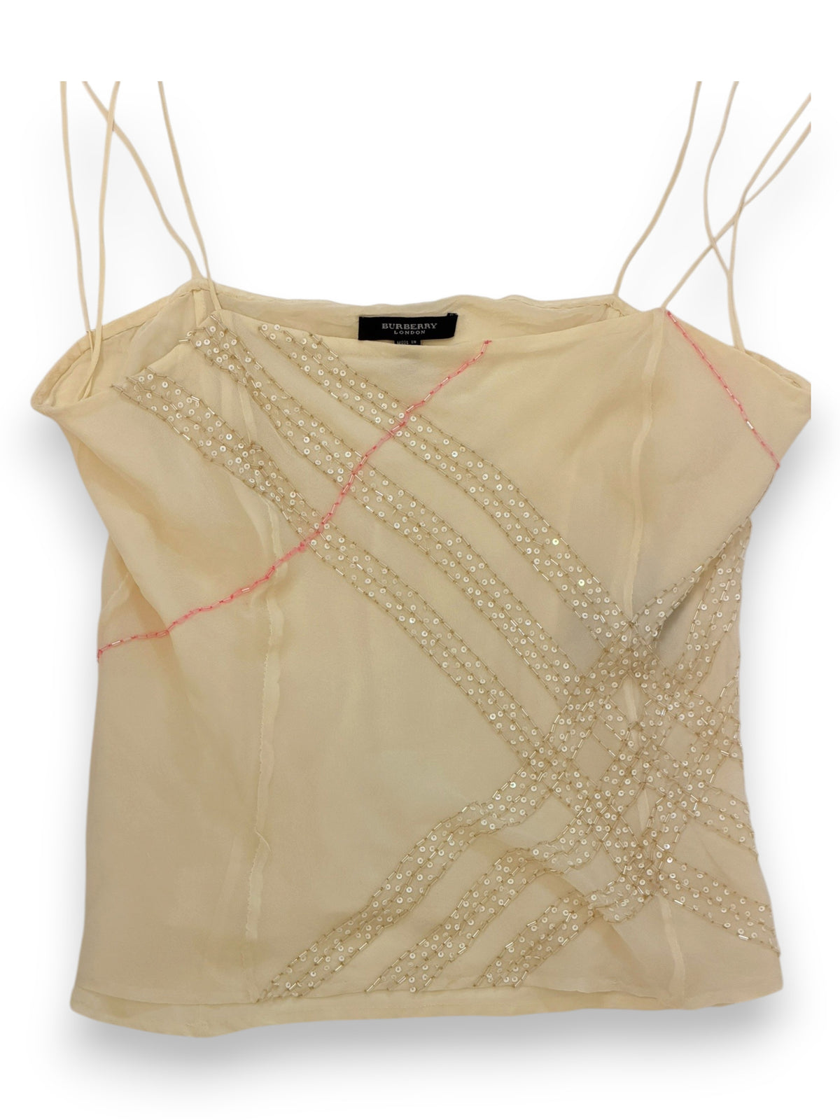 Burberry cream silk beaded cami