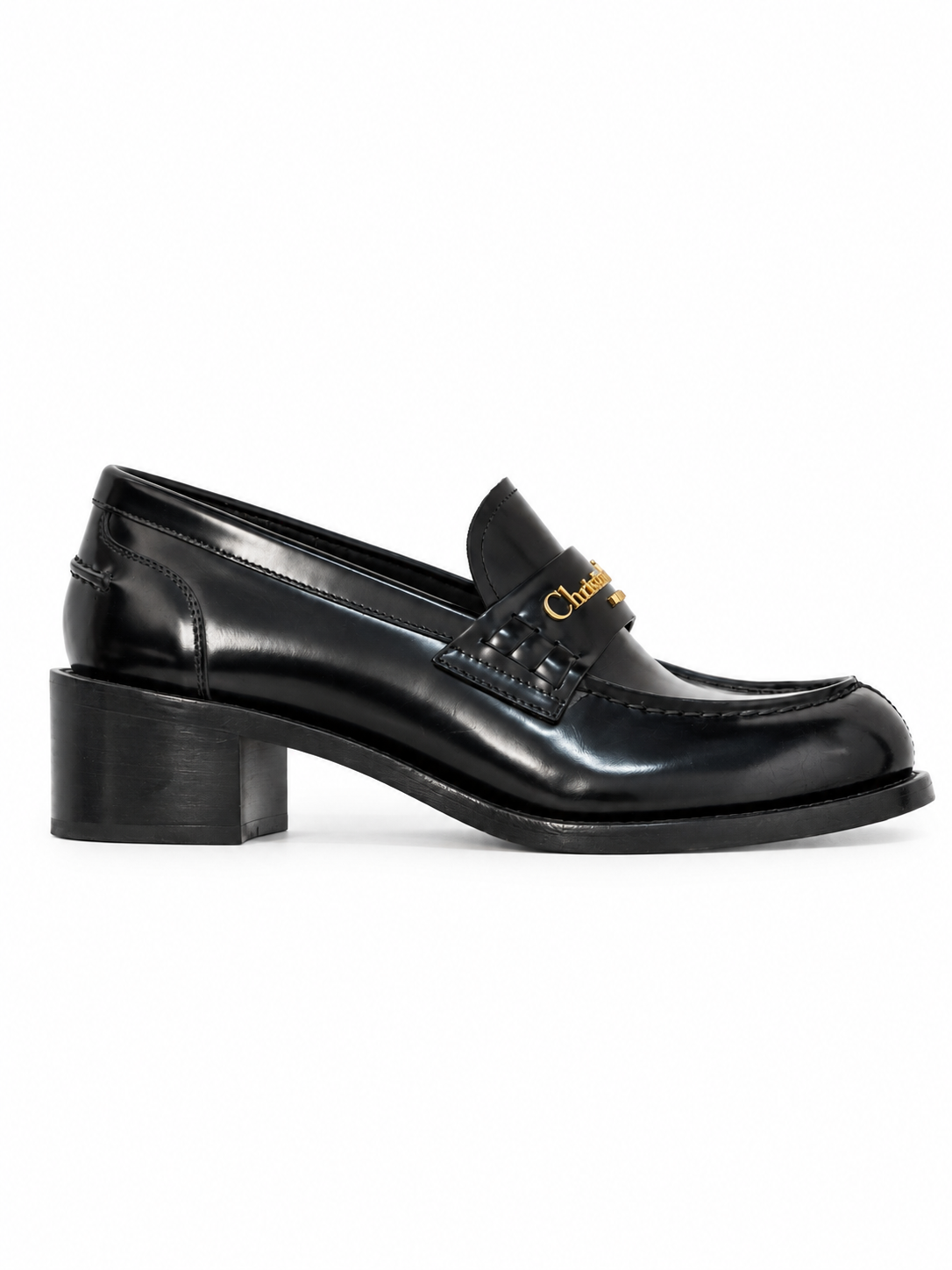 Christian Dior black loafers, EU 39, side view