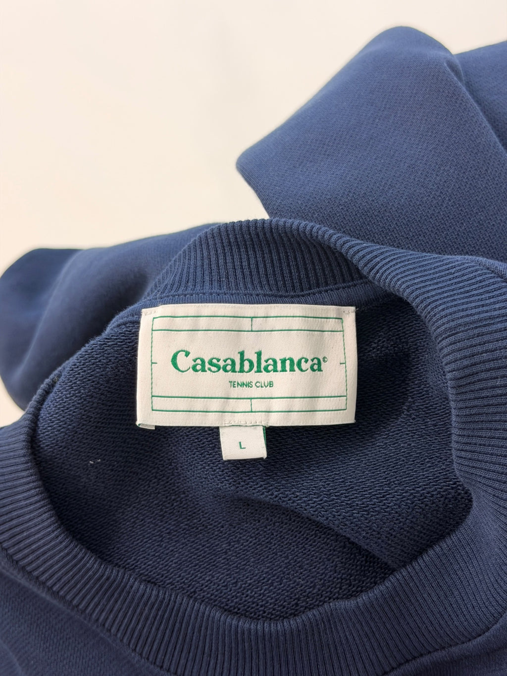 Casablanca navy logo print sweatshirt, collar label