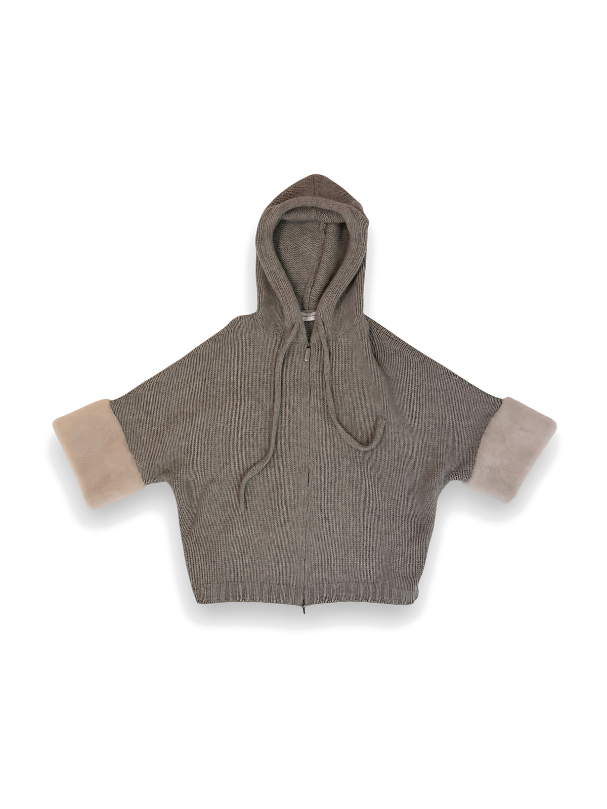 Fabiana Filippi grey hooded jumper with faux fur trim