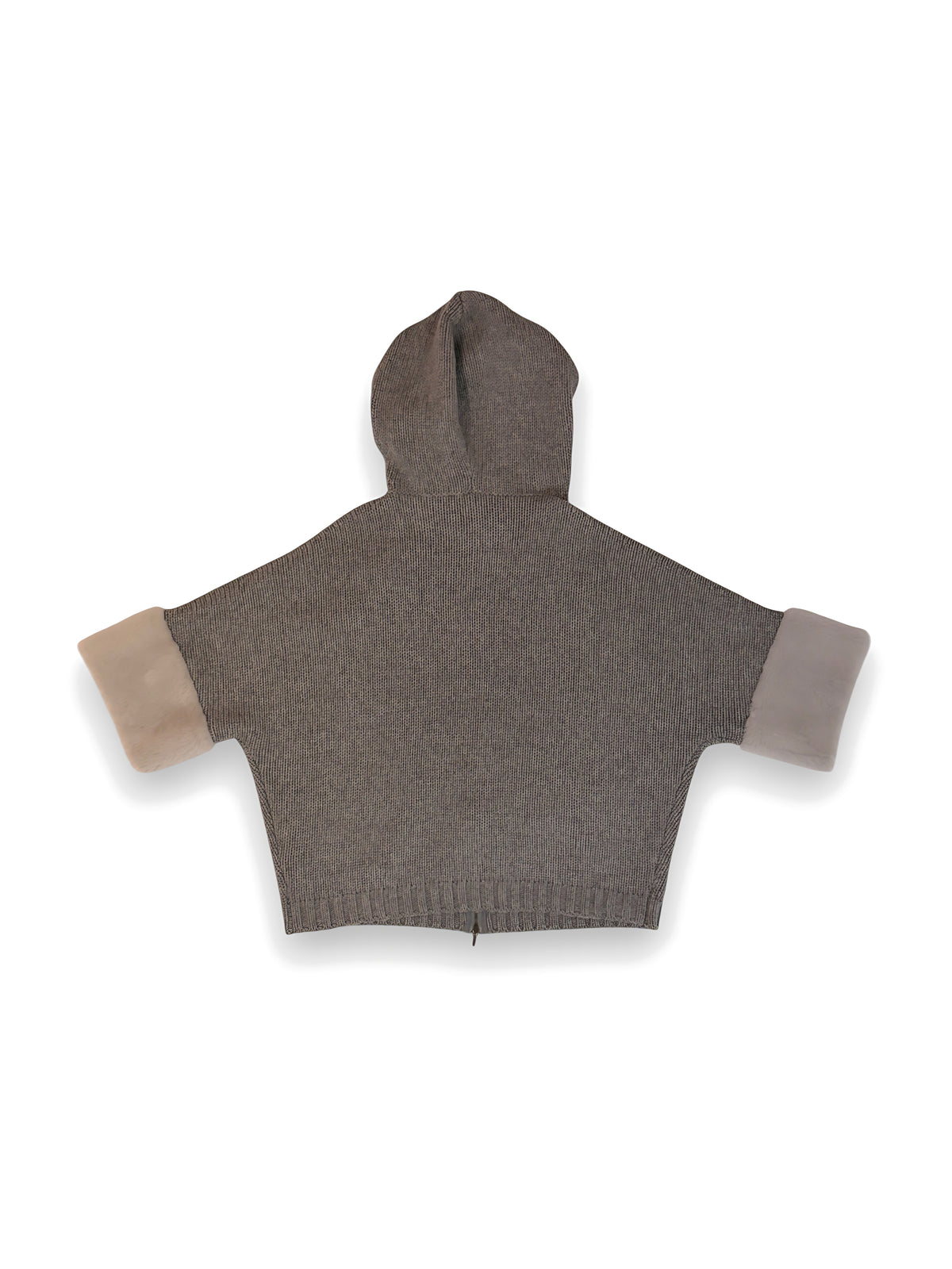 Fabiana Filippi grey hooded jumper with faux fur trim back