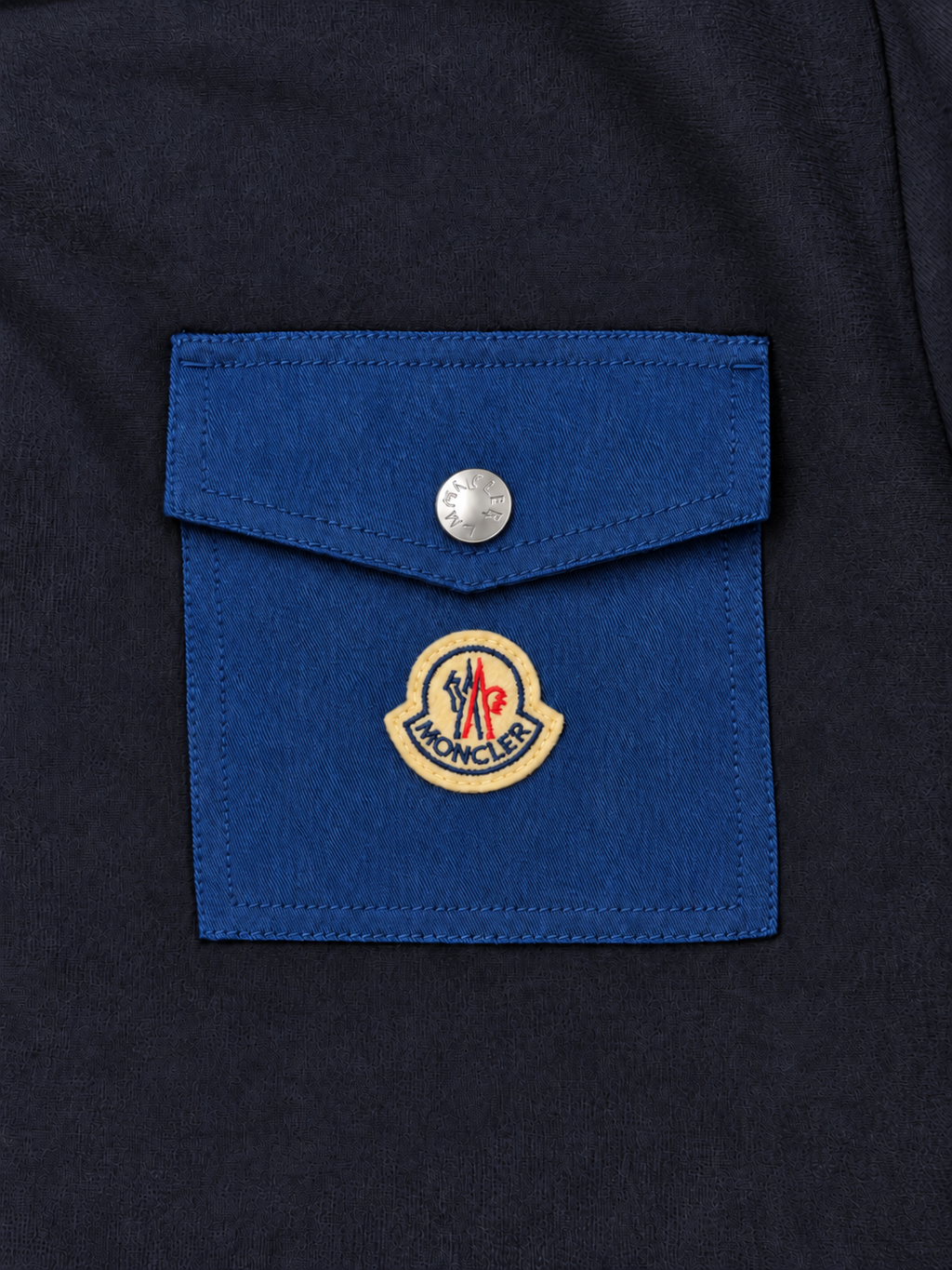Moncler sweatshirt blue chest pocket and logo detail