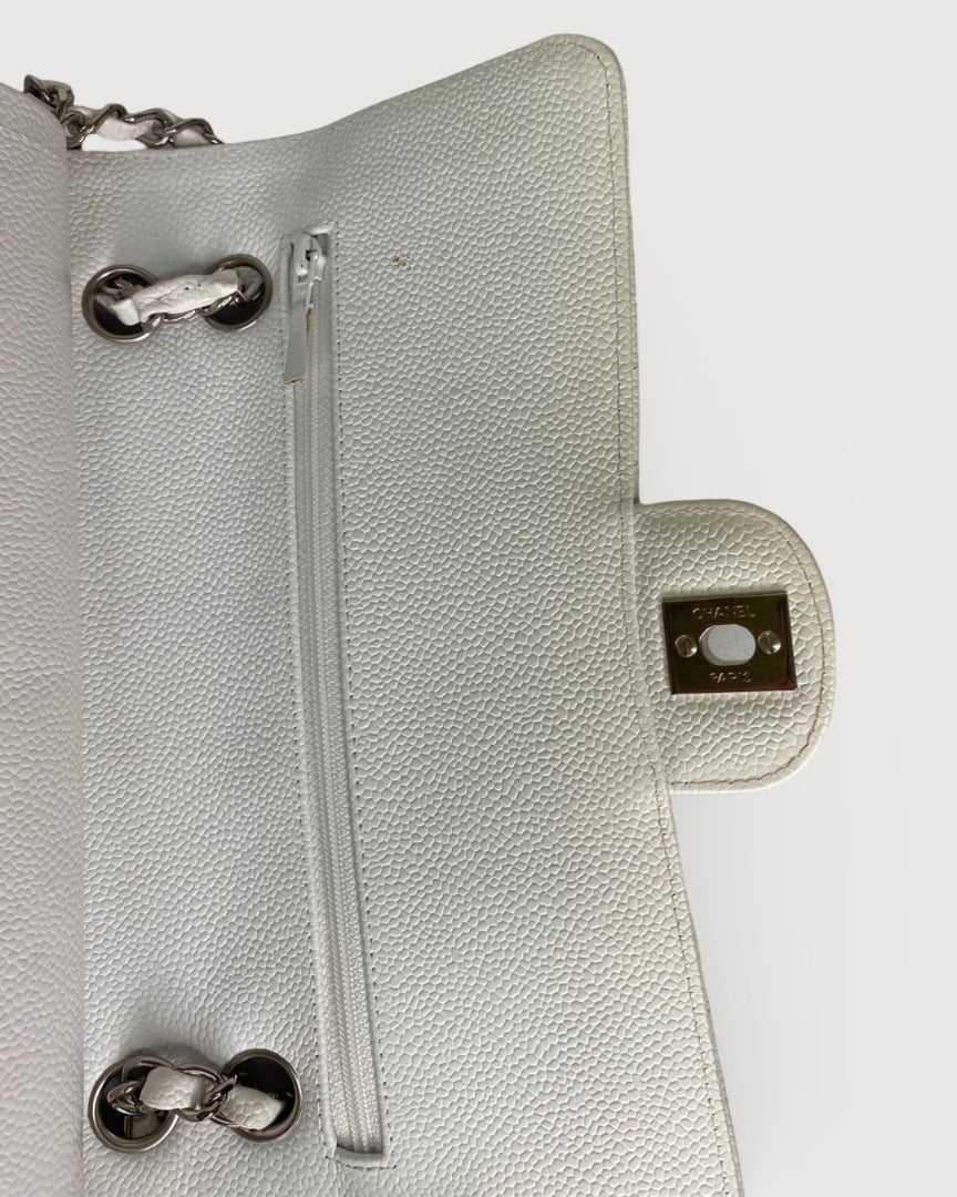 White Chanel Classic Flap